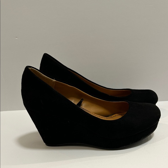 a.n.a Black Suede Wedge Shoes - Picture 1 of 7
